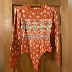 New without tags - Never worn orange fair isle style bodysuit sweater
